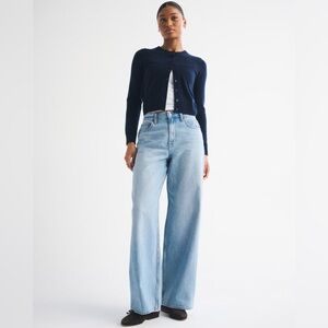 Abercrombie & Fitch The Wide Leg High Rise Curve Love 26 Extra Short Light Wash